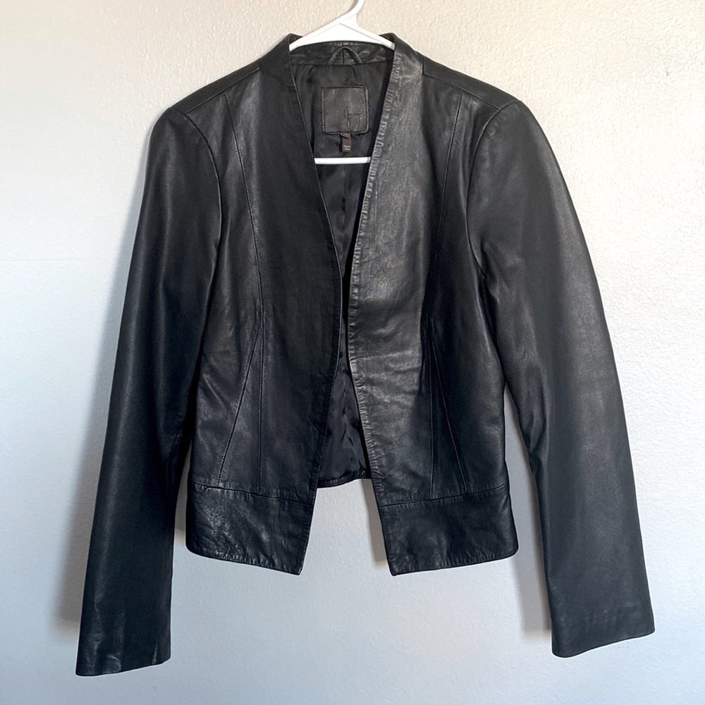 Joie black leather jacket, size small